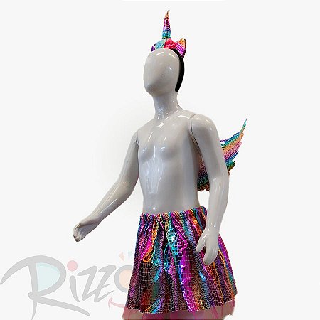 Kit Fantasia Carnaval - Unicórnio - Arco-Íris Texturizado - Mod:623 - 01 unidade - Rizzo