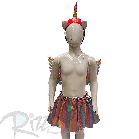 Kit Fantasia Carnaval - Unicórnio - Arco-Íris Candy - Mod:623 - 01 unidade - Rizzo