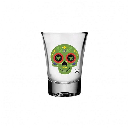 Copo Shot Caveira Mexicana - Verde - 60 mL - 1 unidade - AllMix