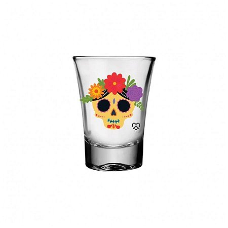 Copo Shot Caveira Mexicana - Amarelo - 60 mL - 1 unidade - AllMix