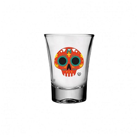Copo Shot Caveira Mexicana - Vermelho - 60 mL - 1 unidade - AllMix