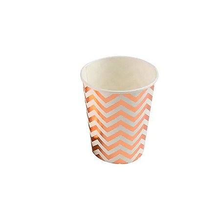 Copo de Papel - Chevron Bronze - 10 unidades - 270ml - Rizzo