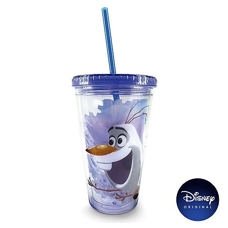 Copo C/ Canudo Olaf Frozen - 450ml - Disney Original - 01 Un -