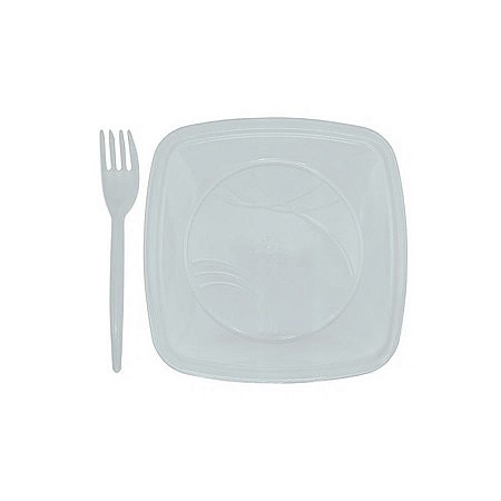 Kit Sobremesa Prato e Garfo Branco 10 Unidades - Trik Trik