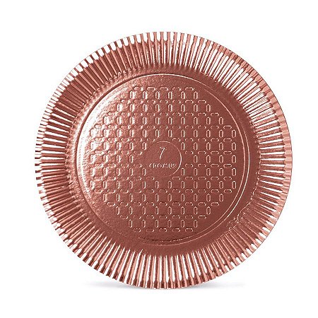 Prato Laminado para Bolo, Docinhos ou Salgadinhos Rose Gold - 1 unidade - Cromus - Rizzo