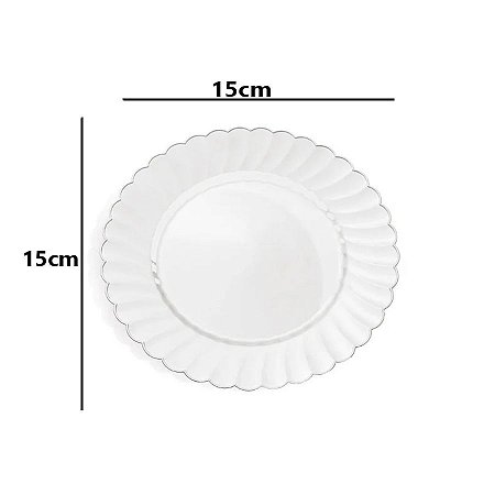 Prato de Mesa Descartável de Luxo Transparente 15cm  - 6 Unidades - Cromus - Rizzo