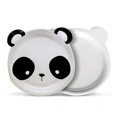 Prato Festa Panda 18Cm - 8 unidades - Cromus - Rizzo Festas