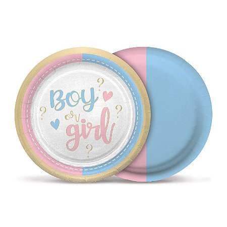 Prato de Papel 18cm - Festa Boy or Girl 2 - 08 unidades - Cromus - Rizzo