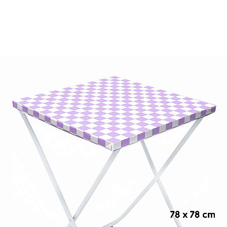 Toalha Plástica Cobre Manchas Perolizada - 78 x 78 cm - Xadrez Lilás - 10 unidades - CampFestas - Rizzo