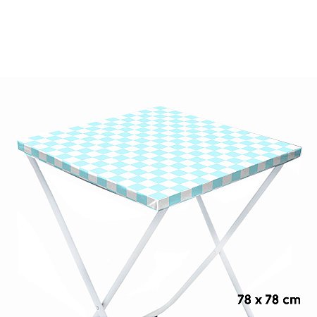 Toalha Plástica Cobre Manchas Perolizada - 78 x 78 cm - Xadrez Azul Claro - 10 unidades - CampFestas - Rizzo