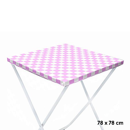 Toalha Plástica Cobre Manchas Perolizada - 78 x 78 cm - Xadrez Rosa - 10 unidades - CampFestas - Rizzo