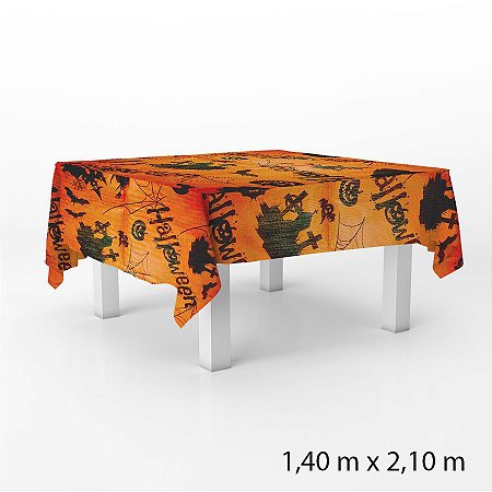 Toalha de Mesa em TNT - Terror no Cemitério - Laranja - 140 x 220 cm - 1 unidade - Best Fest - Rizzo