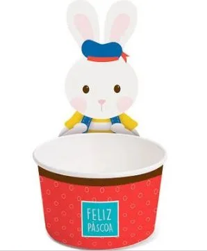 Copinho para Doces com Cinta 3 Coelhinhos - 08 unidades - Rizzo Embalagens