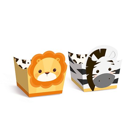 Forminha para Doces Composê Festa Safari 2 - Zebra e Leão - 24 unidades - Cromus - Rizzo