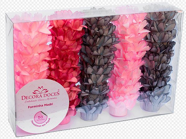 Forminha para Doces Finos - Madri - Vermelho Rosa e Preto - Tarde de Outono - 50 unidades - Decora Doces