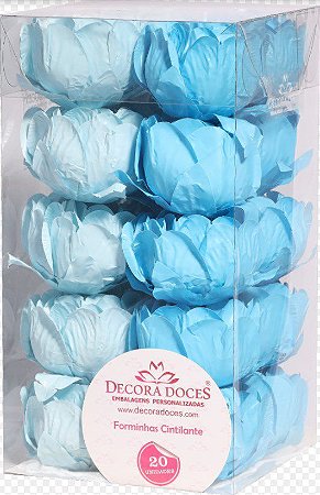 Forminha para Doces Finos - Bela Duo Azul Bebê e Azul Claro - 20 unidades - Decora Doces - Rizzo Festas