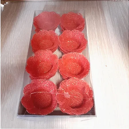 Forminha para Doces Finos - Sweet Vermelha Tela C/ Fio Ouro- 40 unidades - MaxiFormas
