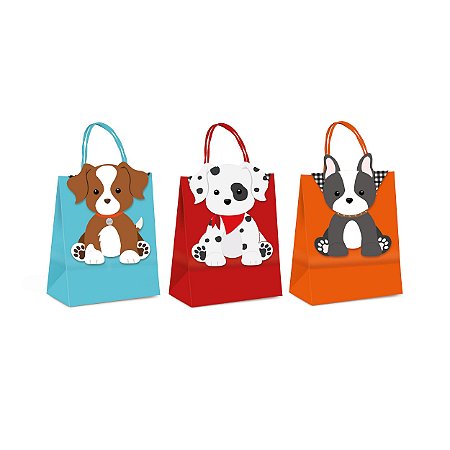 Sacola de Papel 21x14,5cm - Lembrancinha Festa Cachorrinhos - 10 unidades - Cromus - Rizzo