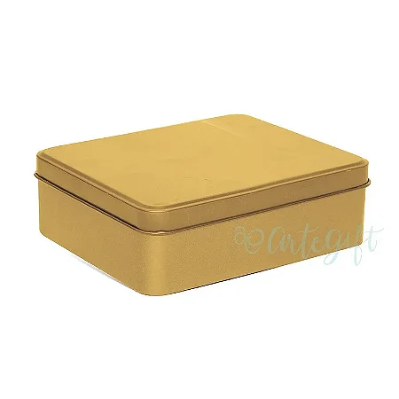 Lata Retangular para Lembrancinha Ouro - 12 x 9 x 4cm - 6un - Artegift - Rizzo