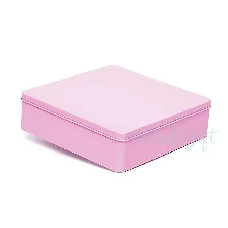Lata Quadrada para Lembrancinha Rosa G - 19,5 x 5,5cm - Artegift - Rizzo