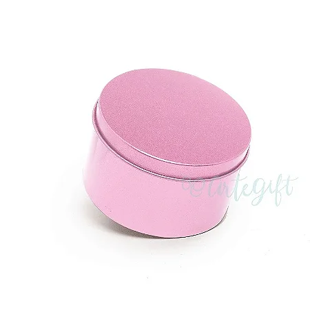 Lata Redonda para Lembrancinha Rosa - 7,5 x 4cm - 6un - Artegift - Rizzo
