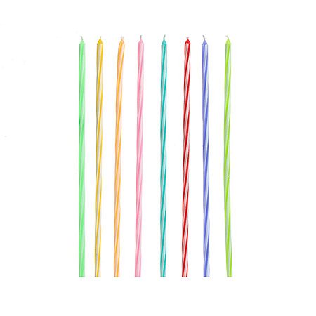 Vela Palito Gigante Arco-iris Listrada 15 cm - 1 unidade Pct. c/ 8 unidades - Rizzo