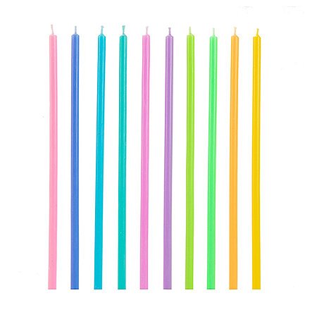 Vela Palito Gigante Colorida Arco-íris 15 cm - 1 unidade Pct. c/ 10 unidades - Rizzo