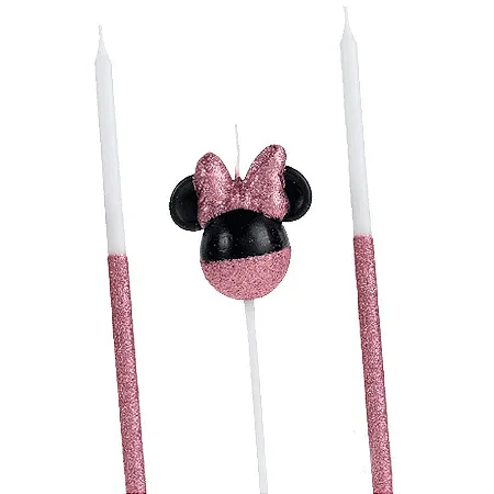 Vela Minnie 360 Glitter Rose Gold Disney - 1 unidade - Rizzo