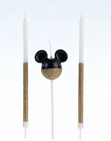 Vela Mickey 360 Glitter Dourada Disney - 1 unidade - Rizzo