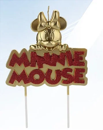 Vela Minnie Metalizada Dourada Disney - 1 unidade - Rizzo