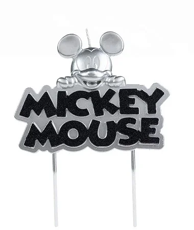 Vela Mickey Metalizada Prata Disney - 1 unidade - Rizzo