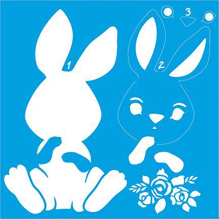 Stencil Silhueta Coelho com Flores ST-X394 – Litoarte Rizzo Confeitaria