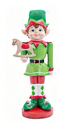 Decoração de Elfo com Cavalo - 37,5 Centímetros - Cromus Natal - 1 unidade - Rizzo