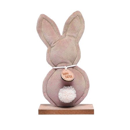 Silhueta Coelho de Pelúcia Rosa com Base MDF - 01 unidade - Cromus - Rizzo