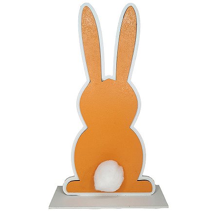 Enfeite MDF Coelho de Costas - Laranja - 1 unidade - Rizzo