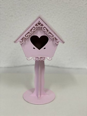 R25 - Decoração de MDF  - Casa Pássaro - Rosa - 01 Unidade - Mara Móveis -