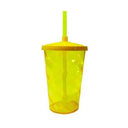 Copo Twister 400ml - Cristal Amarelo com Topo - 1 unidade - Rizzo