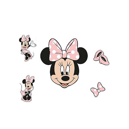 Topper de bolo Minnie Mouse rosa c/ 6 unidades Regina Festas