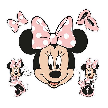 Topper de bolo Minnie Mouse rosa c/ 6 unidades Regina Festas