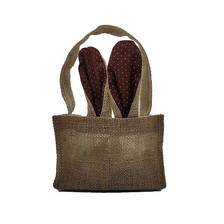 Cesta de Juta de Páscoa com Orelha Marrom Poá - 1 unidade - EcoArt - Rizzo