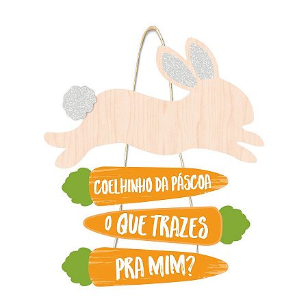 Placa Decorada de Páscoa Com Cenouras - 1 unidade - Grintoy - Rizzo