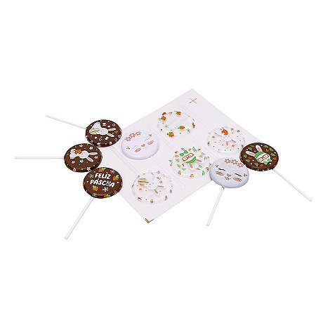 Blister Decorado com Transfer para Chocolate - Pirulito - Páscoa - BLP0157 - 1 unidade - Stalden - Rizzo