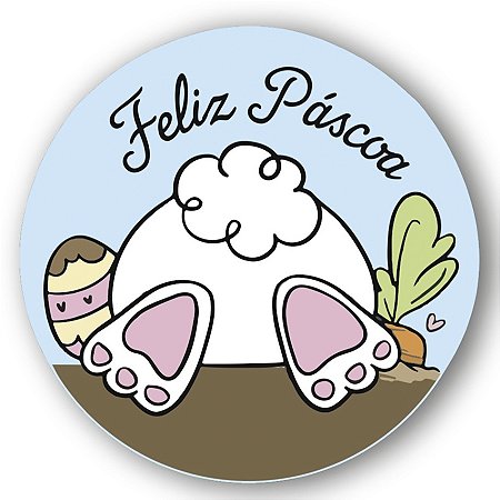 Adesivo "Feliz Páscoa Rabinho" - Ref.2139 - Hot Stamping - 30 unidades - Stickr - Rizzo