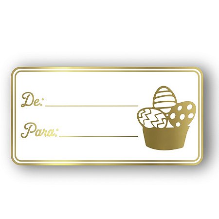 Adesivo "De/Para Páscoa" - Ref.2147 - Hot Stamping - Dourado - 40 unidades - Stickr - Rizzo