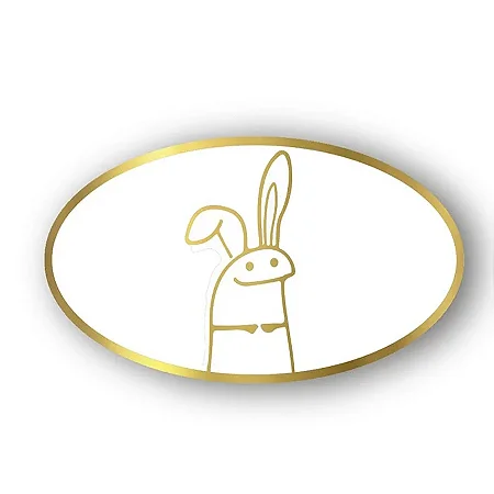 Adesivo "Flork Coelho" - Ref.2146 - Hot Stamping - Dourado - 100 unidades - Stickr - Rizzo