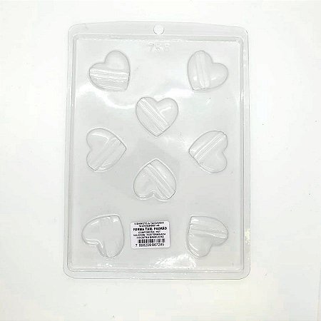 Forma de Acetato Coração Com Faixa - Cód. 758  - 1 unidade - Crystal - Rizzo
