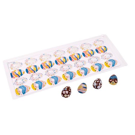 Blister Decorado com Transfer para Chocolate - Ovinhos - Páscoa - BLP0158 - 1 unidade - Stalden - Rizzo