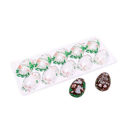 Blister Decorado com Transfer para Chocolate - Ovinhos - Páscoa - BLP0155 - 1 unidade - Stalden - Rizzo