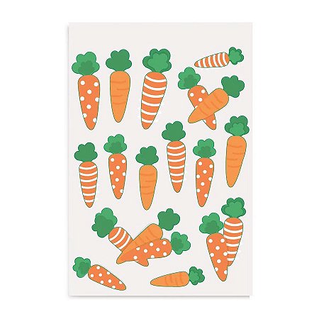 Cartela Adesiva Cenourinhas Fresh - 30 Adesivos - 1 unidade - Cromus Páscoa - Rizzo