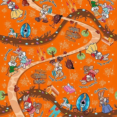 Folha para Ovos de Páscoa Metalizado Contos de Fada Laranja 69x89cm - 5 unidades - Cromus - Rizzo